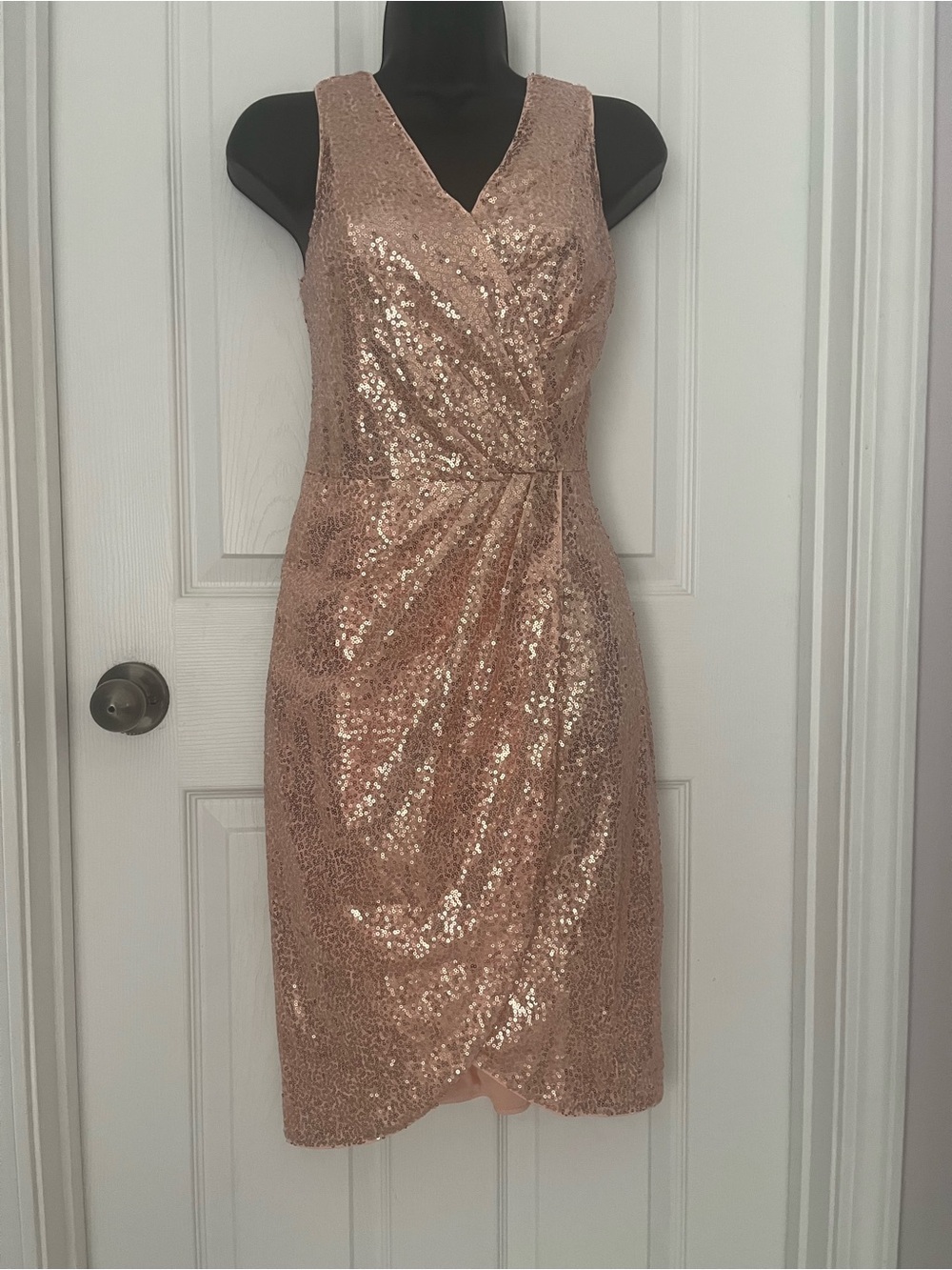 Grace Karin Rose Gold Sequin Midi Dress